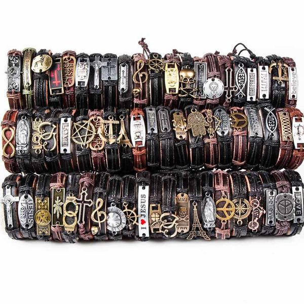 wholesale leather bracelet men genuine vintage punk rock bangle for women cuff jewelry couple lots bul, Black
wholesale leather bracelet men genuine vintage punk rock bangle for women cuff jewelry couple lots bul, Black