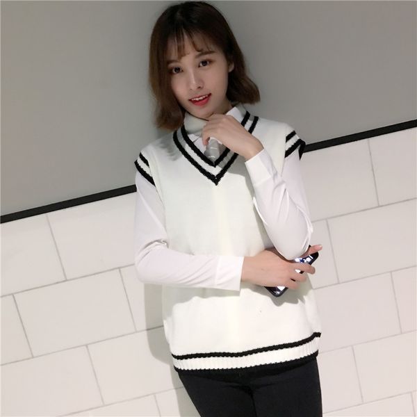 women's vests autumn plus size sleeveless korean casual women knit striped sweater vest kz212 ehfb, Black;white
women's vests autumn plus size sleeveless korean casual women knit striped sweater vest kz212 ehfb, Black;white