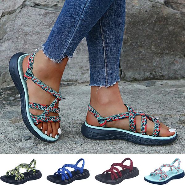 sandals women summer fashion shoes rope strappy flat casual slip on ladies sandalias, Black
sandals women summer fashion shoes rope strappy flat casual slip on ladies sandalias, Black
