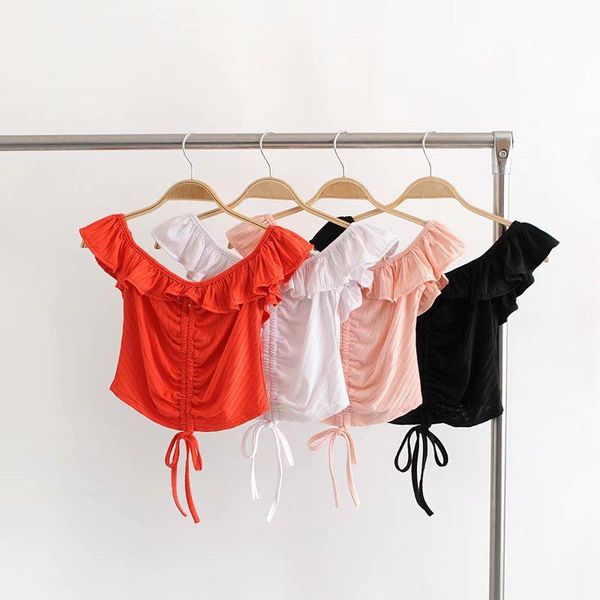 women's t-shirt summer 2021 word collar wood ears strapless puff sleeve short, White
women's t-shirt summer 2021 word collar wood ears strapless puff sleeve short, White