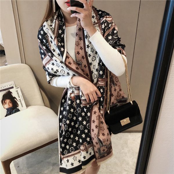 autumn and winter new scarf womens five-pointed star pattern european and american famous thick shawl cashmere-like double-sided thermal sca, Blue;gray
autumn and winter new scarf womens five-pointed star pattern european and american famous thick shawl cashmere-like double-sided thermal sca, Blue;gray