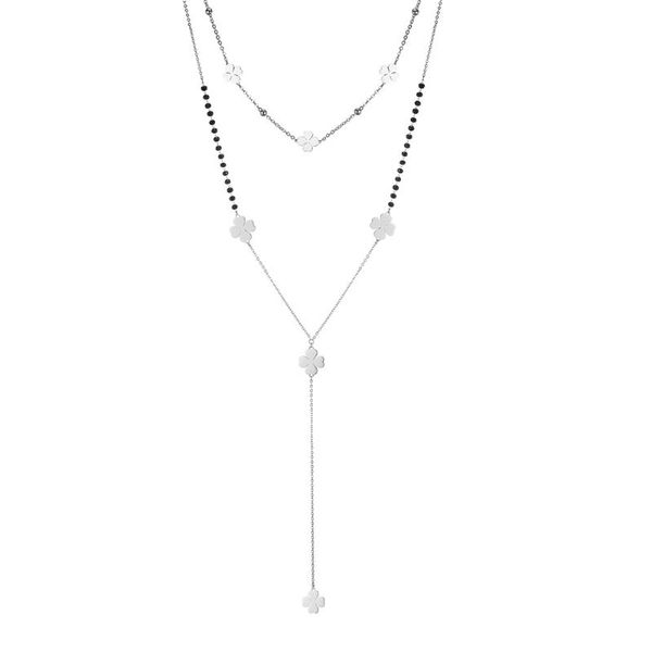 layered chain black crystal beads clover pendant choker necklace for women stainless steel bohemian jewellery chokers, Golden;silver
layered chain black crystal beads clover pendant choker necklace for women stainless steel bohemian jewellery chokers, Golden;silver