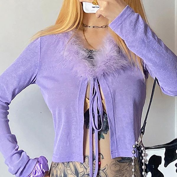purple v neck long sleeve cropped tshirt women feathers lace up bow bandage t-shirt femme black shirt women's, White
purple v neck long sleeve cropped tshirt women feathers lace up bow bandage t-shirt femme black shirt women's, White