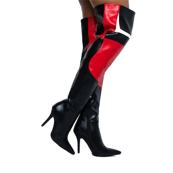 designer patchwork 2021 red thigh high boots fashion heels women shoes pu leather pointed toe black over the knee 43
designer patchwork 2021 red thigh high boots fashion heels women shoes pu leather pointed toe black over the knee 43