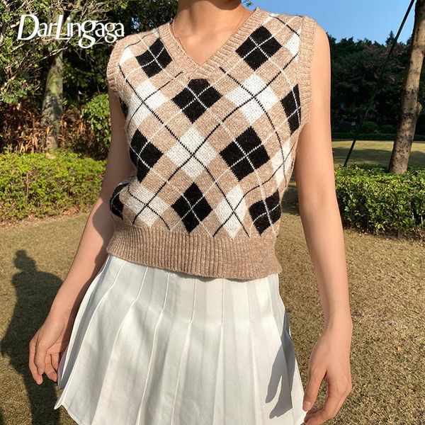 women's vests darlingaga v neck vintage argyle plaid knitted sweater vest cropped y2k pullover fashion slim woman sweaters knitwear sh, Black;white
women's vests darlingaga v neck vintage argyle plaid knitted sweater vest cropped y2k pullover fashion slim woman sweaters knitwear sh, Black;white