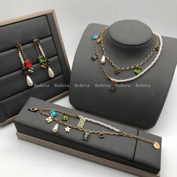21 years new family letter pearl color stone five pointed star two layer necklace court style bracelet earrings, Silver
21 years new family letter pearl color stone five pointed star two layer necklace court style bracelet earrings, Silver