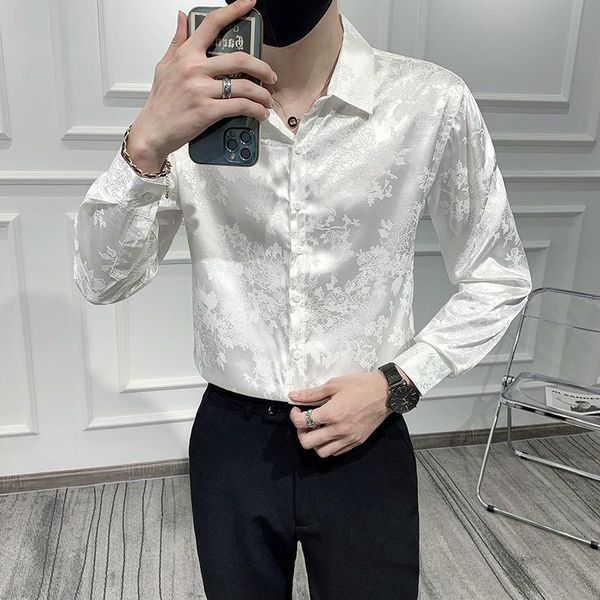men's casual shirts gothic formal luxury immitate silk print korean retro long sleeve nightclub social, White;black
men's casual shirts gothic formal luxury immitate silk print korean retro long sleeve nightclub social, White;black