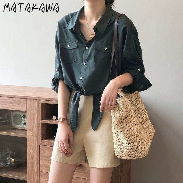 matakawa three quarter short women blouse spring retro loose shirt turn-down collar fashion lace up blusas mujer de moda 210513, White
matakawa three quarter short women blouse spring retro loose shirt turn-down collar fashion lace up blusas mujer de moda 210513, White