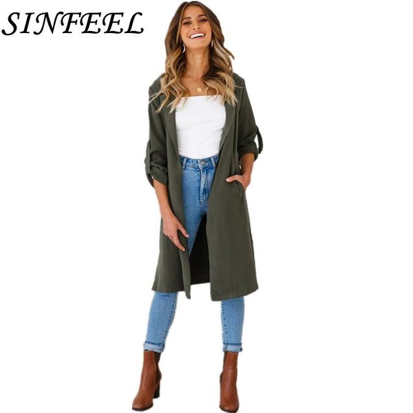women's trench coats sinfeel autumn fashion casual khaki coat winter long outerwear slim windbreaker clothes for lady with belt, Tan;black
women's trench coats sinfeel autumn fashion casual khaki coat winter long outerwear slim windbreaker clothes for lady with belt, Tan;black