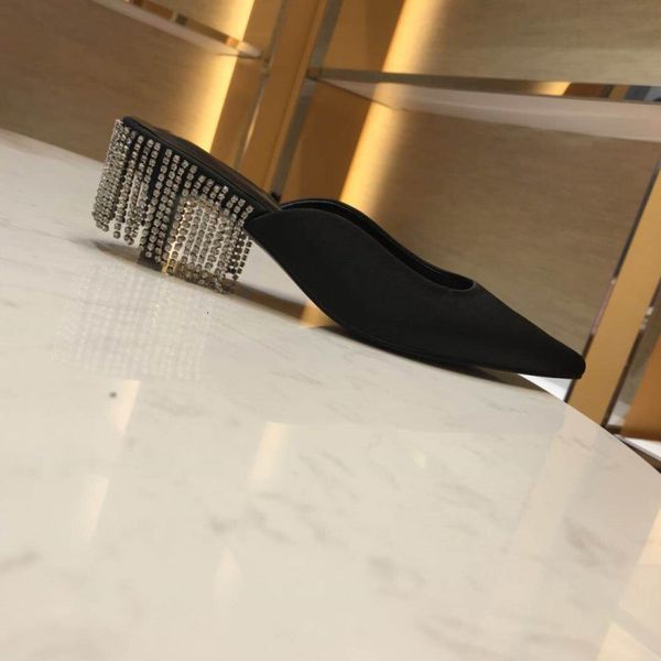 sandals 2021 summer mid-heel high heels rhinestone tassel pointed stiletto half slippers baotou banquet female sandals, Black
sandals 2021 summer mid-heel high heels rhinestone tassel pointed stiletto half slippers baotou banquet female sandals, Black