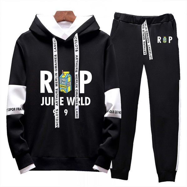 men's tracksuits juice wrld 2021 fashion print tracksuit autumn winter hooded sweatshirt sportswear suits pullover two piece set casual, Gray 
men's tracksuits juice wrld 2021 fashion print tracksuit autumn winter hooded sweatshirt sportswear suits pullover two piece set casual, Gray