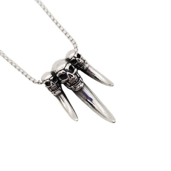pendant necklaces tribes wolf teeth skull heads necklace vintage silver color stainless steel mens cool punk blkn0791
pendant necklaces tribes wolf teeth skull heads necklace vintage silver color stainless steel mens cool punk blkn0791