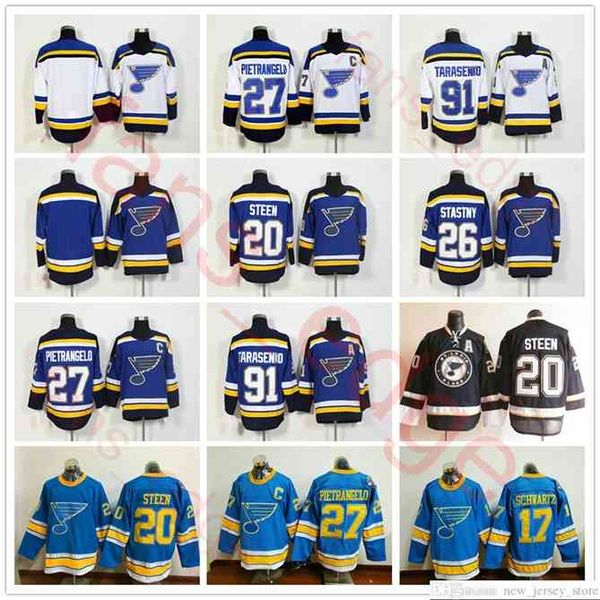 96 New Season St. Louis Blues Hockey 27 Alex Pietrangelo 17 Jaden Schwartz 20 Alexander Steen 26 Paul Stastny 91 Vladimir Jersey, Navy blue old style
96 New Season St. Louis Blues Hockey 27 Alex Pietrangelo 17 Jaden Schwartz 20 Alexander Steen 26 Paul Stastny 91 Vladimir Jersey, Navy blue old style