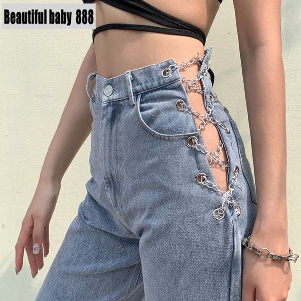 2021meqeis harajuku high waist hollow out chain design slim jeans woman 2021 leisure streetwear commute strgight pants, Blue
2021meqeis harajuku high waist hollow out chain design slim jeans woman 2021 leisure streetwear commute strgight pants, Blue