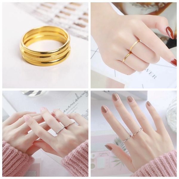 version simple sansheng iii titanium female frosted plain 18k gold stainless steel couple ring, Silver
version simple sansheng iii titanium female frosted plain 18k gold stainless steel couple ring, Silver