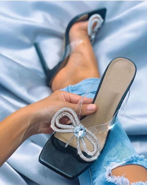 slippers fashion pvc transparent women rhinestone bowknot flip flops summer square toe ladies high heels mules female party, Black
slippers fashion pvc transparent women rhinestone bowknot flip flops summer square toe ladies high heels mules female party, Black