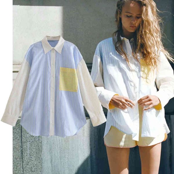 za summer women striped blouse long sleeve pocket shirt turn down collar female loose thin single breasted 210422, White
za summer women striped blouse long sleeve pocket shirt turn down collar female loose thin single breasted 210422, White