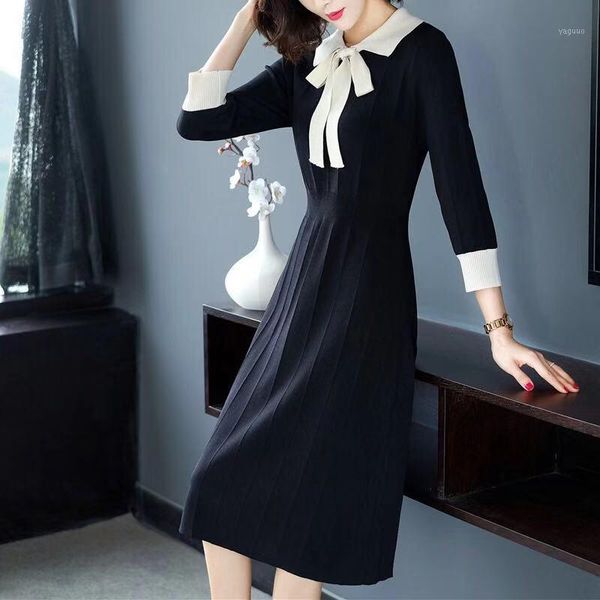 women's spring autumn style dress bow knitted patchwork tassel long sleeve elegant ss3586 casual dresses, Black;gray
women's spring autumn style dress bow knitted patchwork tassel long sleeve elegant ss3586 casual dresses, Black;gray