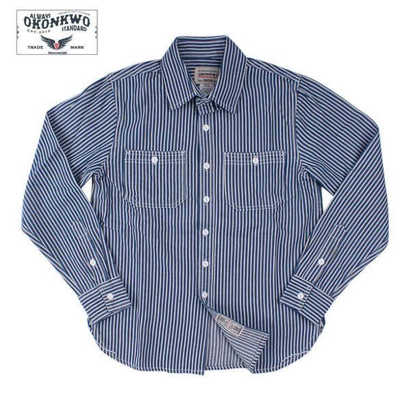 okonkwo new vertical stripe men's shirt american men's tooling long sleeve shirt, White;black
okonkwo new vertical stripe men's shirt american men's tooling long sleeve shirt, White;black