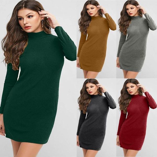 casual dresses fashion solid knitted sweater mini dress ladies turtleneck bodycon women evening party vestido de fest, Black;gray
casual dresses fashion solid knitted sweater mini dress ladies turtleneck bodycon women evening party vestido de fest, Black;gray