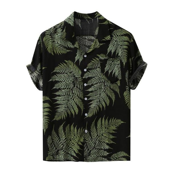 men's casual shirts 2021 arrival men hawaiian camicias one button wild printed short-sleeve blouses, White;black
men's casual shirts 2021 arrival men hawaiian camicias one button wild printed short-sleeve blouses, White;black