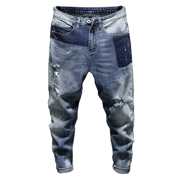 jeans korean fashion casual slim ripped men ny ankle-length streetwear distressed jeans denim trousers male clothes, Blue
jeans korean fashion casual slim ripped men ny ankle-length streetwear distressed jeans denim trousers male clothes, Blue