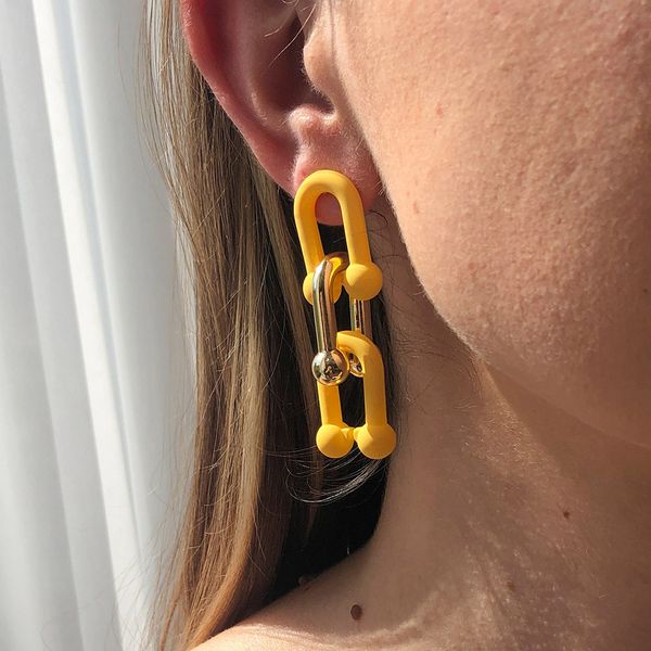 2021 korean candy color thick u-shaped link drop earrings for women fashion ccb long chain geometric earrings minimalist jewelry, Silver
2021 korean candy color thick u-shaped link drop earrings for women fashion ccb long chain geometric earrings minimalist jewelry, Silver