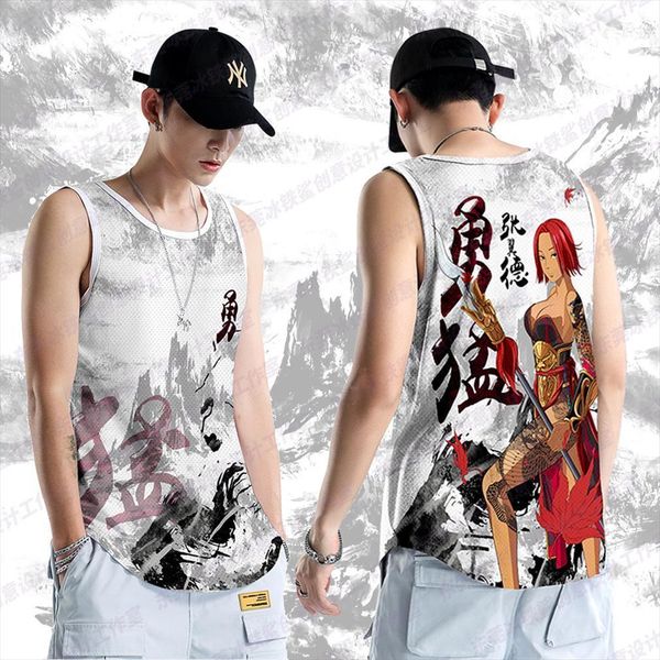men bodybuilding fitness printed tank mens summer sleeveless shirt beach vest breathable, White;black
men bodybuilding fitness printed tank mens summer sleeveless shirt beach vest breathable, White;black