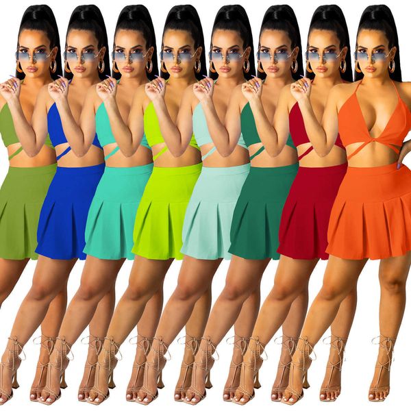 2022 summer designer women two pieces dress solid color v neck suspender wrapped chest folded fashionable mini skirt clubwear plus size, White
2022 summer designer women two pieces dress solid color v neck suspender wrapped chest folded fashionable mini skirt clubwear plus size, White