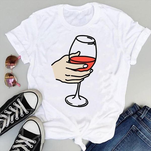 90s wine trend style happy women t shirts time fashion cartoon graphic summer short sleeve print female clothes tees, White 
90s wine trend style happy women t shirts time fashion cartoon graphic summer short sleeve print female clothes tees, White