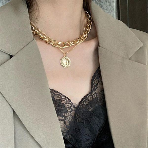 chains titanium steel women multilayer round pendant necklace golden color fashion jewelry gift for female, Silver
chains titanium steel women multilayer round pendant necklace golden color fashion jewelry gift for female, Silver