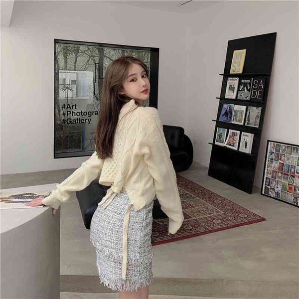 women's t-shirt winter women sweaters and pullovers with belt fashionable beige or black v neck crop sweater knit streetwear pull, White
women's t-shirt winter women sweaters and pullovers with belt fashionable beige or black v neck crop sweater knit streetwear pull, White