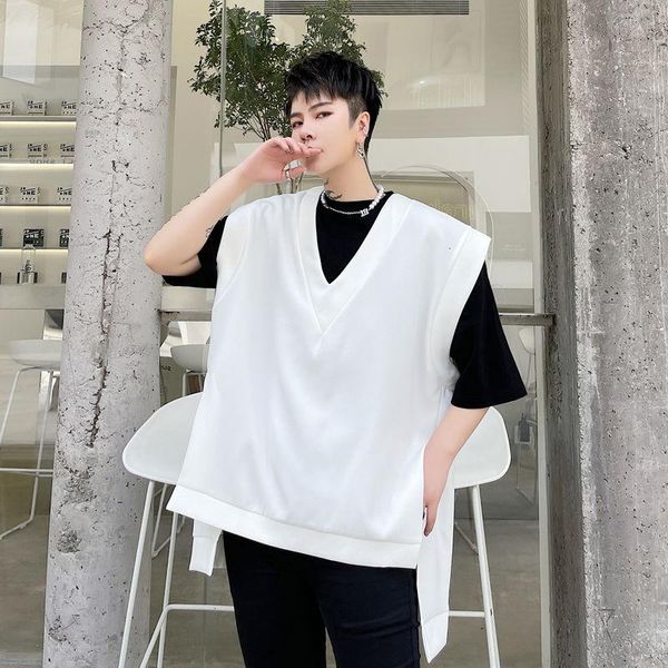 men's vests korean pullover vest fashion black white casual men streetwear loose long v-neck jacket mens clothing m-xl
men's vests korean pullover vest fashion black white casual men streetwear loose long v-neck jacket mens clothing m-xl
