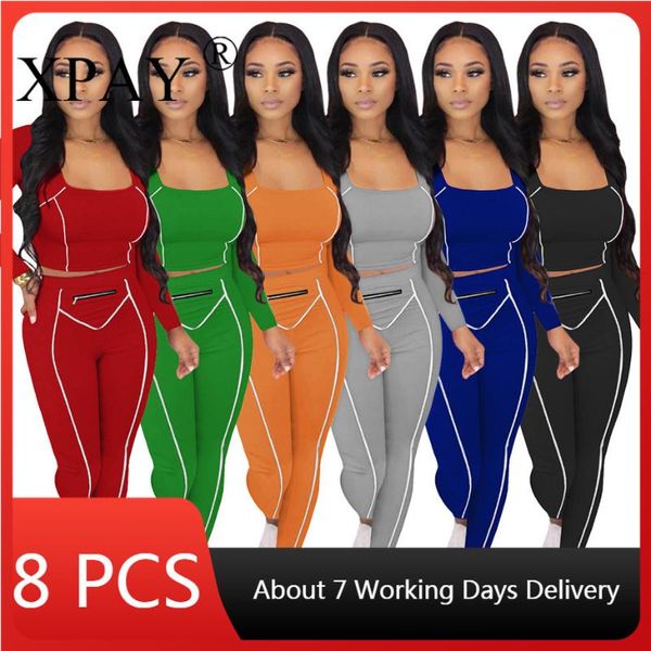 women's two piece pants wholesale bulk items lots tracksuits women fall color patchwork zippper 2 set outfits long sleeve crop + leggin, White
women's two piece pants wholesale bulk items lots tracksuits women fall color patchwork zippper 2 set outfits long sleeve crop + leggin, White