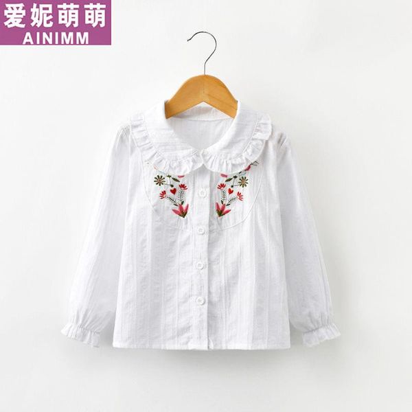 girls spring fall white embroidered shirt cotton children kids long sleeve blouses clothes shirts, White;black
girls spring fall white embroidered shirt cotton children kids long sleeve blouses clothes shirts, White;black