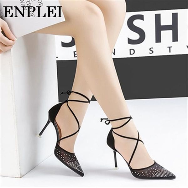enplei summer sandals crystal banquet party pumps ladies shoes cross strap bow pointed toe high heels mesh women size 34-40 open, Black
enplei summer sandals crystal banquet party pumps ladies shoes cross strap bow pointed toe high heels mesh women size 34-40 open, Black