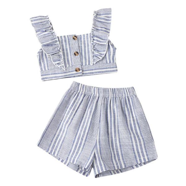 2-6years toddler girls 2pcs summer outfits sleeveless ruffle strap button down crop + shorts set clothing sets, White
2-6years toddler girls 2pcs summer outfits sleeveless ruffle strap button down crop + shorts set clothing sets, White