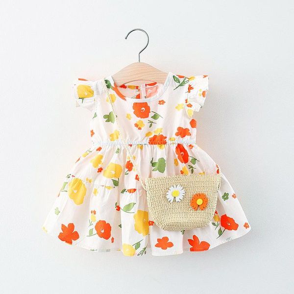 summer baby girls cotton short sleeve o neck floral print princess kids cute dress + flower bag vestidos girl's dresses, Red;yellow
summer baby girls cotton short sleeve o neck floral print princess kids cute dress + flower bag vestidos girl's dresses, Red;yellow