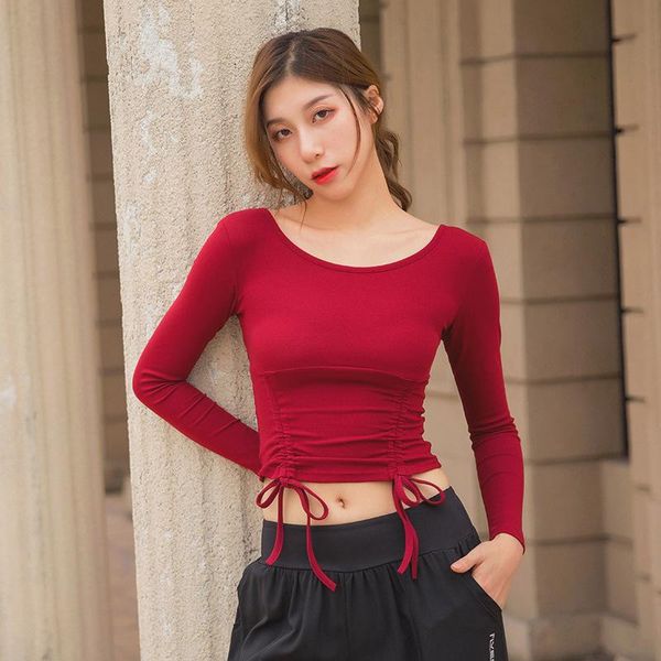 yoga outfits long sleeve sports shirt women quick dry crop fitness red pink drawstring gym tshirt female, White;red
yoga outfits long sleeve sports shirt women quick dry crop fitness red pink drawstring gym tshirt female, White;red