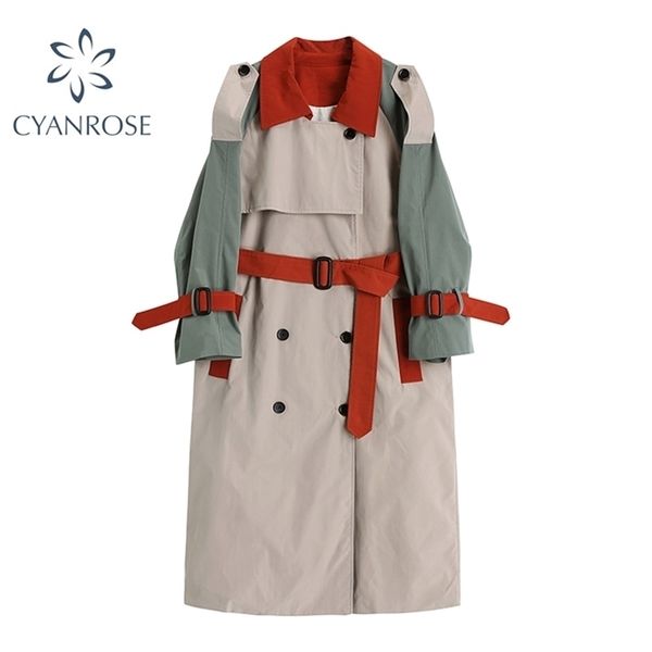autumn long sleeve women trench coat fashion double breasted casual slim belt cloak windbreakers female 210515, Tan;black
autumn long sleeve women trench coat fashion double breasted casual slim belt cloak windbreakers female 210515, Tan;black