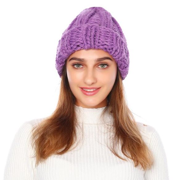women's winter warm solid color crimped coarse knitted wool hat, Blue;gray 
women's winter warm solid color crimped coarse knitted wool hat, Blue;gray