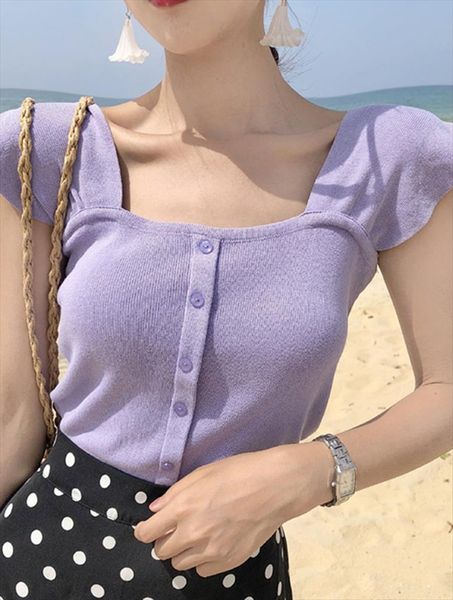 spring knitted buttoned womens cami crop square neck spaghetti, White
spring knitted buttoned womens cami crop square neck spaghetti, White