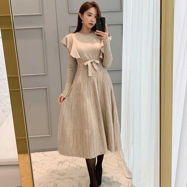 elegant o-neck autumn winter dress a-line women sweater thicken lace up slim female jumper midi vestidos 210529, Black;gray
elegant o-neck autumn winter dress a-line women sweater thicken lace up slim female jumper midi vestidos 210529, Black;gray