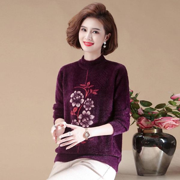 women's sweaters middle-aged elderly women vintage flower pullovers autumn winter clothing imitation mink velvet mother jumpers, White;black
women's sweaters middle-aged elderly women vintage flower pullovers autumn winter clothing imitation mink velvet mother jumpers, White;black