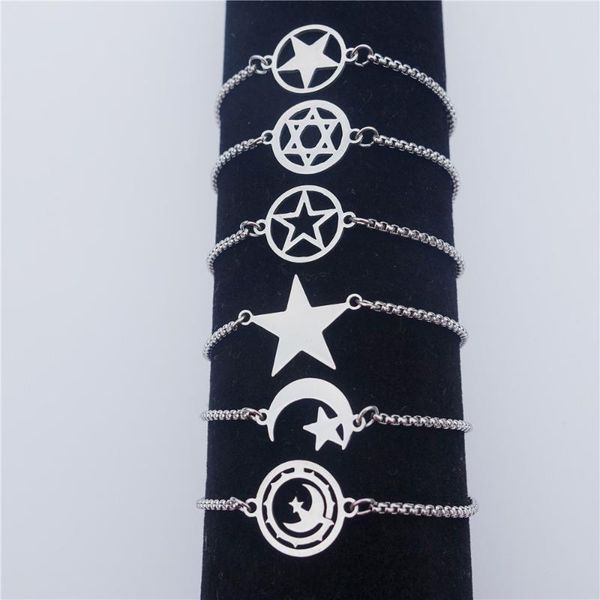 charm bracelets stainless steel bracelet star of david hexagram moon stars wristband women men jewelry adjustable length, Golden;silver
charm bracelets stainless steel bracelet star of david hexagram moon stars wristband women men jewelry adjustable length, Golden;silver