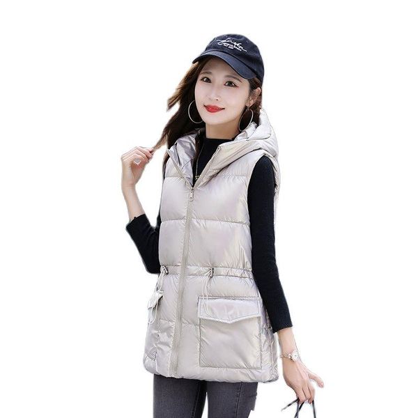 women's vests isenmal 2021 autumn winter women solid loose vest drawstring stand collar long jacket cotton padded windproof warm, Black;white
women's vests isenmal 2021 autumn winter women solid loose vest drawstring stand collar long jacket cotton padded windproof warm, Black;white