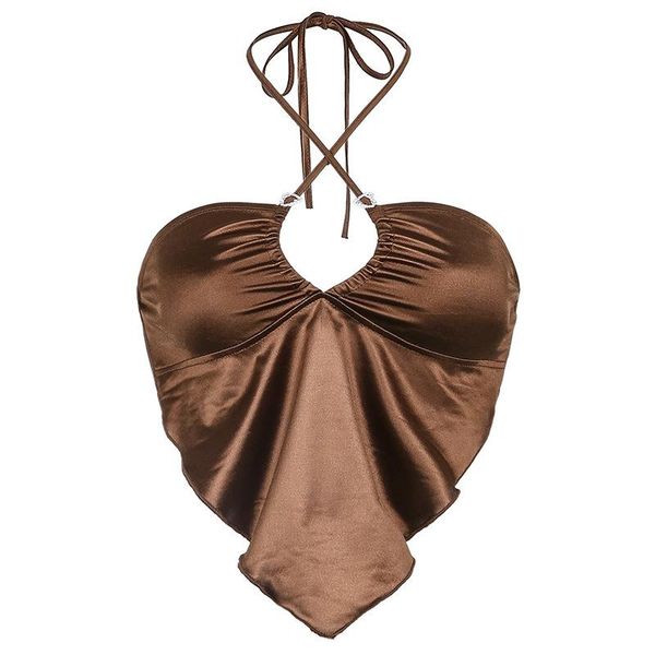 women's tanks & camis summer satin sling solid color love heart halter slim crop top, White
women's tanks & camis summer satin sling solid color love heart halter slim crop top, White