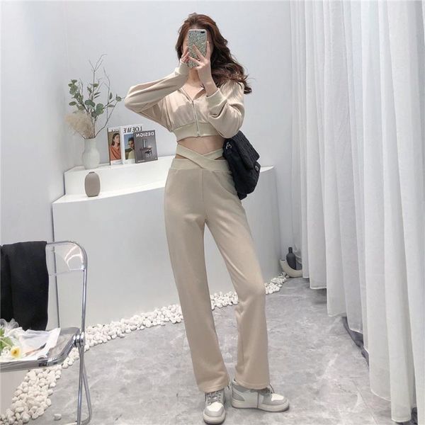 women's two piece pants 2piece suits women tracksuits spring autumn casual hooded zipper short cardigan coat + cross waist who design l, White
women's two piece pants 2piece suits women tracksuits spring autumn casual hooded zipper short cardigan coat + cross waist who design l, White