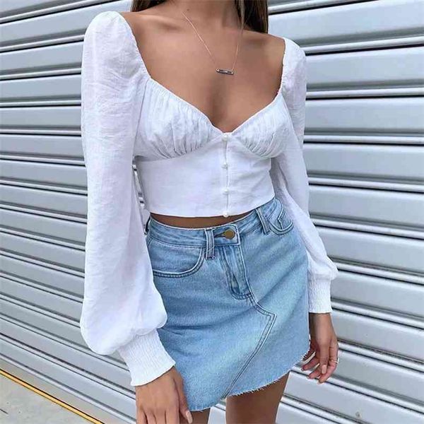 puff long sleeve crop women button up vintage white summer female cotton short blouse blusa mujers 210427
puff long sleeve crop women button up vintage white summer female cotton short blouse blusa mujers 210427