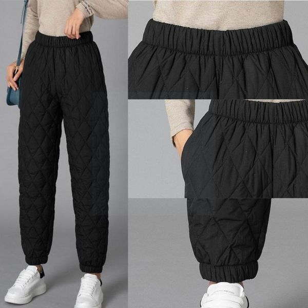 women's pants & capris women winter warm down cotton padded quilted waist trousers elastic casual w9q6, Black;white
women's pants & capris women winter warm down cotton padded quilted waist trousers elastic casual w9q6, Black;white